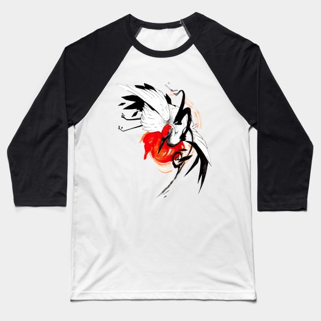 Crane Inktober Baseball T-Shirt by RubisFirenos